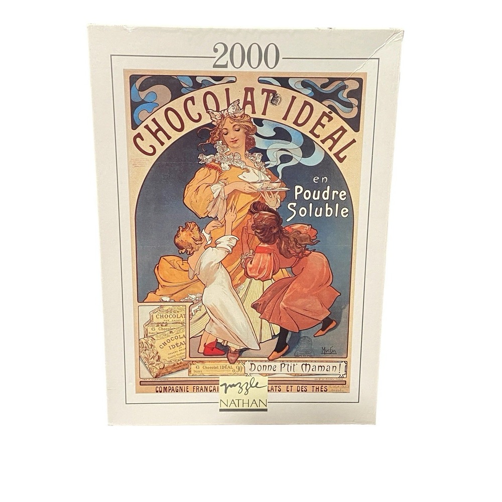 Nathan Chocolat Ideal Mucha 2000 Piece Jigsaw Puzzle Complete France